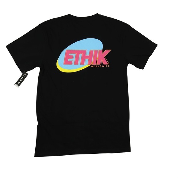 ETHIK WORLDWIDE t-shirt / black  / short sleeve / graphic ethik tee/ medium size - Picture 3 of 5
